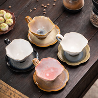 Ensemble tasse et soucoupe à café en porcelaine de haute qualité, qualité alimentaire, durable, vintage, luxe léger, rétro, créatif, pour latte, motif floral, pour l'heure du thé