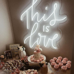 Felizmente para siempre, letrero de tira de LED personalizado, diseño gratuito, logotipo de letrero de neón para fuente de decoración, número de modelo de emisión colorido - Product Image 1