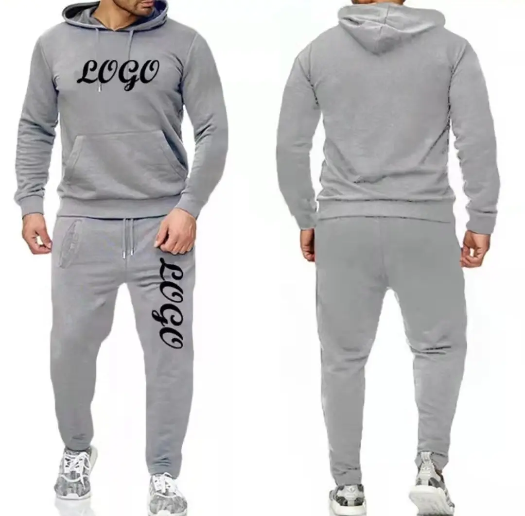 Custom logo fashion sport suit mens sweat pants hoodie set tracksuit for male hoodies with pants