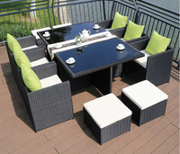 Ensemble de table basse et chaise de jardin en rotin moderne, résistant à l'eau et aux UV, pour villa, parc, jardin