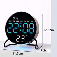 Jam LED Desktop Modern dengan Alarm, Lampu Malam, Multifungsi, Cangkang Putih Persegi, Lampu Biru, Dioperasikan dengan Baterai