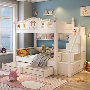 <span class=keywords><strong>Lit</strong></span> superposé pour filles au design français avec <span class=keywords><strong>toboggan</strong></span>, meubles de chambre à coucher pour garçons, conçus pour les appartements d'enfants - Product Image 4