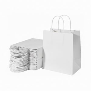 Custom Logo Print Eco-Friendly Disposable Luxury Kraft Paper Tote Bags with Microwaves for Supermarkets-Wholesale - Product Image 2