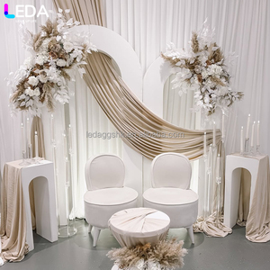 LEDA <b>Party</b> Event Decor White Two-piece Set Hanging Artificial Flower White Acrylic <b>Backdrop</b> for Wedding - Product Image 1