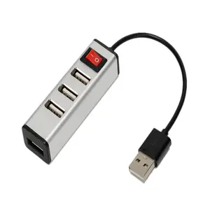 อลูมิเนียม 4 พอร์ต USB HUB 2.0 ตัวแยก USB แบบพกพากลางสําหรับแล็ปท็อปพีซี Mac