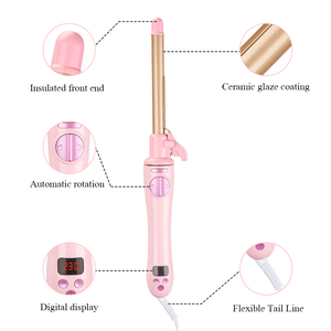 Dual Size Auto Rotate Thin Hair Curling Wand, LCD Adjustable Temp Ceramic Small Barrel Curler for Bangs &amp; <strong>Wool</strong> Curls - Product Image 5