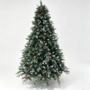 Sapin de Noël artificiel floqué à pointes effilées de 2,7 m avec lumières LED et base métallique, pour achat commercial en gros - Product Image 1