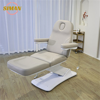 Lit de beauté électrique pliable en cuir synthétique, table de massage à 4 moteurs, fauteuil de soin du visage, réglable en hauteur électriquement, pour chambre à coucher