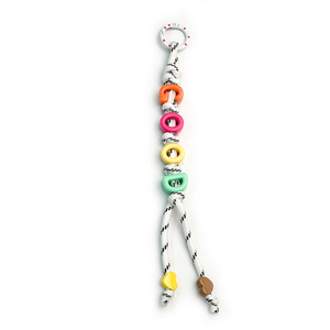 Breloque de sac personnalisée en corde, perles acryliques colorées en forme de lettres de l'alphabet, porte-clés avec décor en forme de cœur, accessoire pour sac à main, sac à dos - Product Image 6