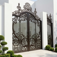 Portes d'allée en fer forgé noir sécurité fer clôture principale porte conception acier jardin porte d'entrée cour