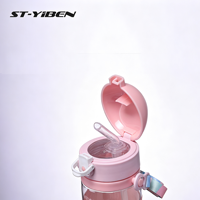 Bouteille d'eau en plastique grande capacité Yiben Tritan avec paille intégrée, portable, anti-fuite, pour sport et voyage en extérieur