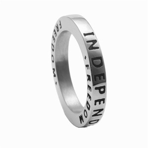 European American Style Titanium Steel Letter <b>Ring</b> Retro <b>Silver</b> Women's Fashion Jewelry Gift - Product Image 5