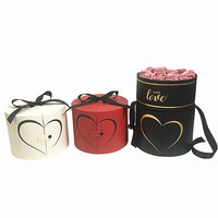Boîte à roses éternelles à double porte d'impression du fabricant Boîte en papier ronde noire et blanche de promotion Boîte à fleurs de rose de luxe