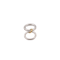 Tendance de la mode deux tons anneau étanche bijoux plaqué or 18 carats haut de gamme Double cercle lié argent acier inoxydable anneaux