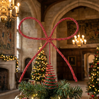 Nouvelle Décoration de Noël 2026 : Nœud Scintillant pour le Sommet du Sapin – Ornement de Printemps et Décoration de Fête Rouge, Or, Argent