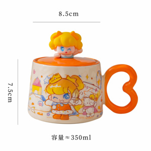 Taza de Leche de Cerámica de 350 ml con Tapa, Linda Taza de Porcelana con Dibujos Animados para Bebidas Calientes o Frías, Regalo Empresarial o Regalo para Niñas - Product Image 4
