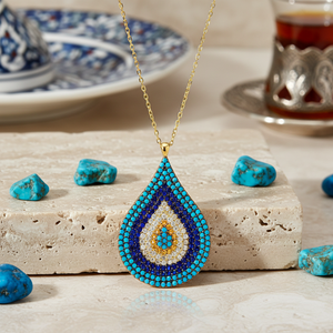 Pendentif Design œil turc en pierre mixte, vente en gros, bijoux en argent Sterling 925 fabriqués à la main avec prix d'usine - Product Image 3