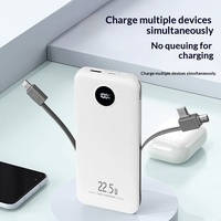 Vente flash - Batterie externe portable avec une grande capacité de 10000 mAh, charge rapide 22,5 W, câble intégré et impression de logo personnalisable