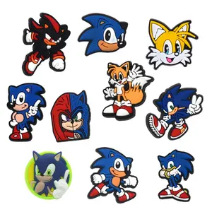 PVC recién llegado lindos estilos de dibujos animados Sonic diseño zapato piezas y accesorios al por mayor personalizado para zuecos zapato encantos