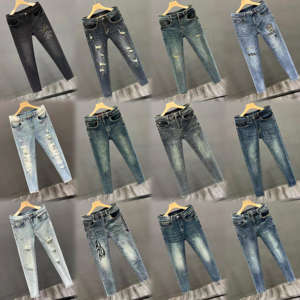 Pantalones de moda raspados <span class=keywords><strong>con</strong></span> agujeros <span class=keywords><strong>rotos</strong></span> para hombre, pantalones <span class=keywords><strong>vaqueros</strong></span> elásticos salpicados <span class=keywords><strong>con</strong></span> <span class=keywords><strong>pintura</strong></span>, pantalones de mezclilla, moda de calle alta - Product Image 2