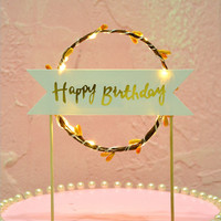 Nouvelle Guirlande LED Joyeux Anniversaire Je t'aime Doux Amour Décoration de Gâteau pour Anniversaire, Saint-Valentin, Mariage, Fête