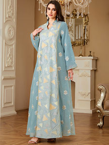 高品质女装-优质棉萨尔瓦卡梅兹刺绣再生材料海军蓝绿色巴基斯坦风格 - Product Image 4