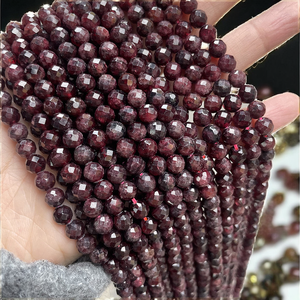 Zenper – perles à facettes sculptées à la main en grenat rouge naturel de 6mm, longueur 38cm, brins de perles en vrac, accessoire pour la fabrication de bijoux - Product Image 2