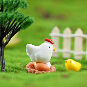 Resina in miniatura famiglia pollo/gallina/uovo/polli ornamento nido borsa cieca in resina animali Micro paesaggio Bonsai giardino arredo - Product Image 4
