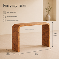 Table console American Art Mappa Burl, table d'entrée en forme de U avec bord cascade pour hall d'entrée de luxe et couloir haut de gamme, pièce maîtresse