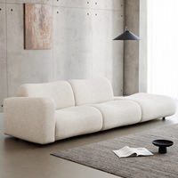 Canapé modulaire multifonctionnel en forme de L HORIZON, série Snowflake, style moderne et simple, tissu en lin noir, garnissage en duvet, pour salon.