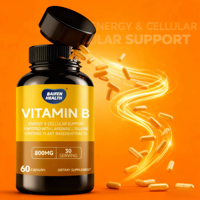 OEM/ODM Capsules de soutien cellulaire énergétique à la vitamine B pour adultes L-Arginine L-Taurine pour le soulagement du stress et le soutien immunitaire 60 capsules par