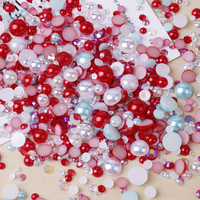 Perles en vrac en acrylique ABS à dos plat, tailles mixtes, 10 grammes par sachet, pour bijoux, perles rondes en ABS imitation demi-perles, couleurs assorties
