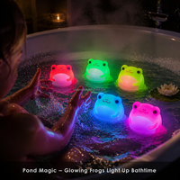 Jouet de bain en PVC en forme de grenouille en caoutchouc, animal flottant lumineux, style coquille d'œuf, avec capteur d'eau LED, pour enfants, série de collection