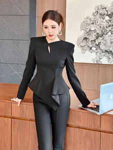 <span class=keywords><strong>Camicia</strong></span> <span class=keywords><strong>Blazer</strong></span> Elegante da Donna Vintage per Autunno e Primavera, Nera a Maniche Lunghe, Stile Business - Product Image 3