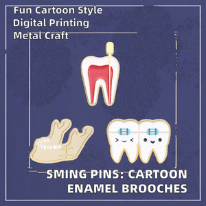 Insignia de Metal creativa <span class=keywords><strong>Serie</strong></span> médica Insignia de Metal de diente divertido Broche de esmalte de diente de dibujos animados Alfileres de solapa de nervio de diente Pin exquisito - Product Image 2