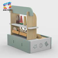 Juego de cajas de comestibles de comida de juego de madera-Juguete de simulación de verduras, frutas, panadería y mariscos para niños W10A248