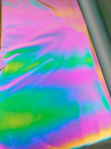 Khả Năng Hiển thị Cao Ánh Sáng Trọng Lượng Đa-Màu Cầu Vồng Đầy Màu Sắc Thay Đổi Polyester Retro Phản Quang Vải Cho Thời Trang Áo Khoác Quần Áo - Product Image 4