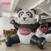 Mascotte géante gonflable en PVC rose de 3 m en forme de panda pour la décoration de fête, ballon panda personnalisé pour les accessoires de scène