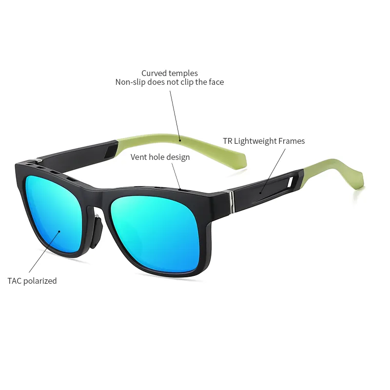 Wholesale Sport Sunglasses with Mirror Lens for Men TR7522 Polarized Sunglasses for Outdoor Activities Riding Swimming