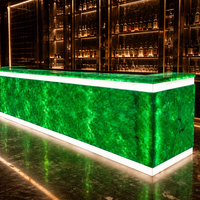 Table de bar de luxe en marbre vert avec éclairage LED pour boîte de nuit, hôtel, bar à vin, design de mobilier