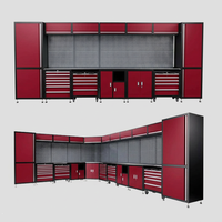 Système d'armoires de garage modulaire personnalisable OEM/OBM en acier laminé à froid, avec panneau perforé, coffre à outils à 12 tiroirs, armoires de rangement hautes, capacité 200 kg