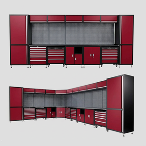 Système d'armoires de garage modulaire personnalisable OEM/OBM en acier laminé à froid, avec panneau perforé, coffre à outils à 12 tiroirs, armoires de rangement hautes, capacité 200 kg - Product Image 1