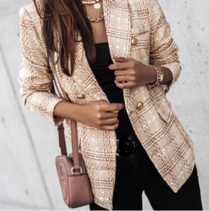 Giacca Casual a doppio petto da donna autunnale di tendenza giacca alla moda giacca Blazer - Product Image 3