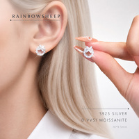 Anting-Anting Stud Moissanite Bunga Perak Sterling S925 D VVS1 GRA Hadiah Ulang Tahun Sehari-hari untuk Pengiring Pengantin Perhiasan Mewah untuk Wanita.
