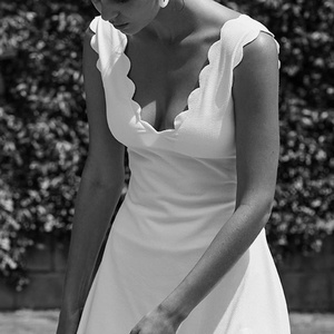 Custom Scalloped Crossback Tennis Dress Integrated Mini <b>Shorts</b> Luxurious Square Neck Front 4-Way Stretch Breathable Quick Dry - Product Image 4