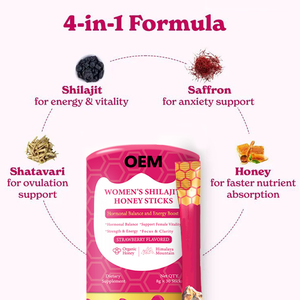 Bastoncini di Miele Shilajit per Donne, Gusto Fragola, Supporto Energetico e dell'Umore, 30 Bastoncini, Shilajit dell'Himalaya, Integratore allo <span class=keywords><strong>Zafferano</strong></span> del Kashmir - Product Image 3