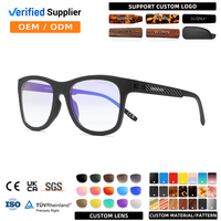 Lunettes de protection anti-lumière bleue OEM ODM en gros avec logo personnalisé, monture rectangulaire en PC à motif carbone, modèle 745