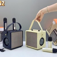 Altavoz M2002 Super Bass de Alta Calidad, Altavoz Portátil para Karaoke con 2 Micrófonos Inalámbricos para Fiestas al Aire Libre, DJ y KTV Familiar