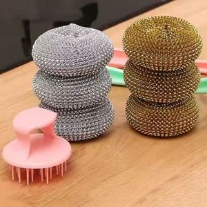 Multifunctional Plastic Dish Scrubber <b>Wire</b> Ball and Scouring Pads Effective Pot Pan Dishwash Cleaning <b>Brush</b> - Product Image 4