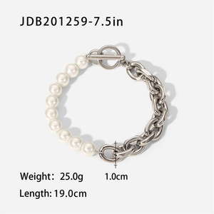 Fashion OT Clasp Stainless Steel Silver Chains Bracelet 8mm Freshwater Pearl Bracelets <b>Men</b> Jewelry - Product Image 5